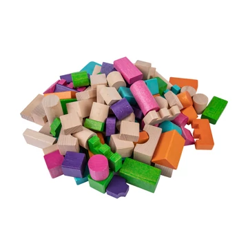 Lobito - 100 darabos fa építőkocka készlet – pasztell és natúr