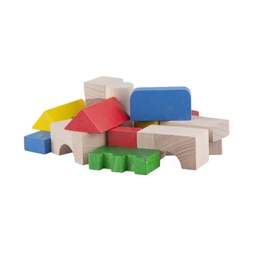Lobito - 100 darabos fa építőkocka készlet – színes és natúr