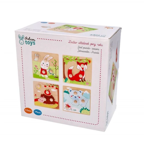 Fából készült nagy méretű erdei állatos puzzle készlet doboza