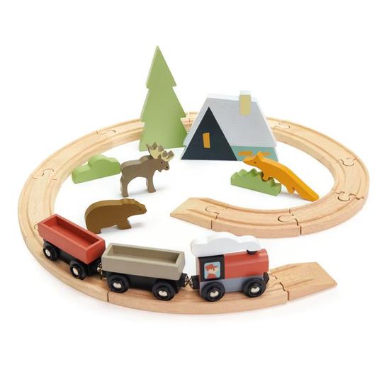 Fajáték Hegyi vonatpálya építő szett - Tender Leaf Toys
